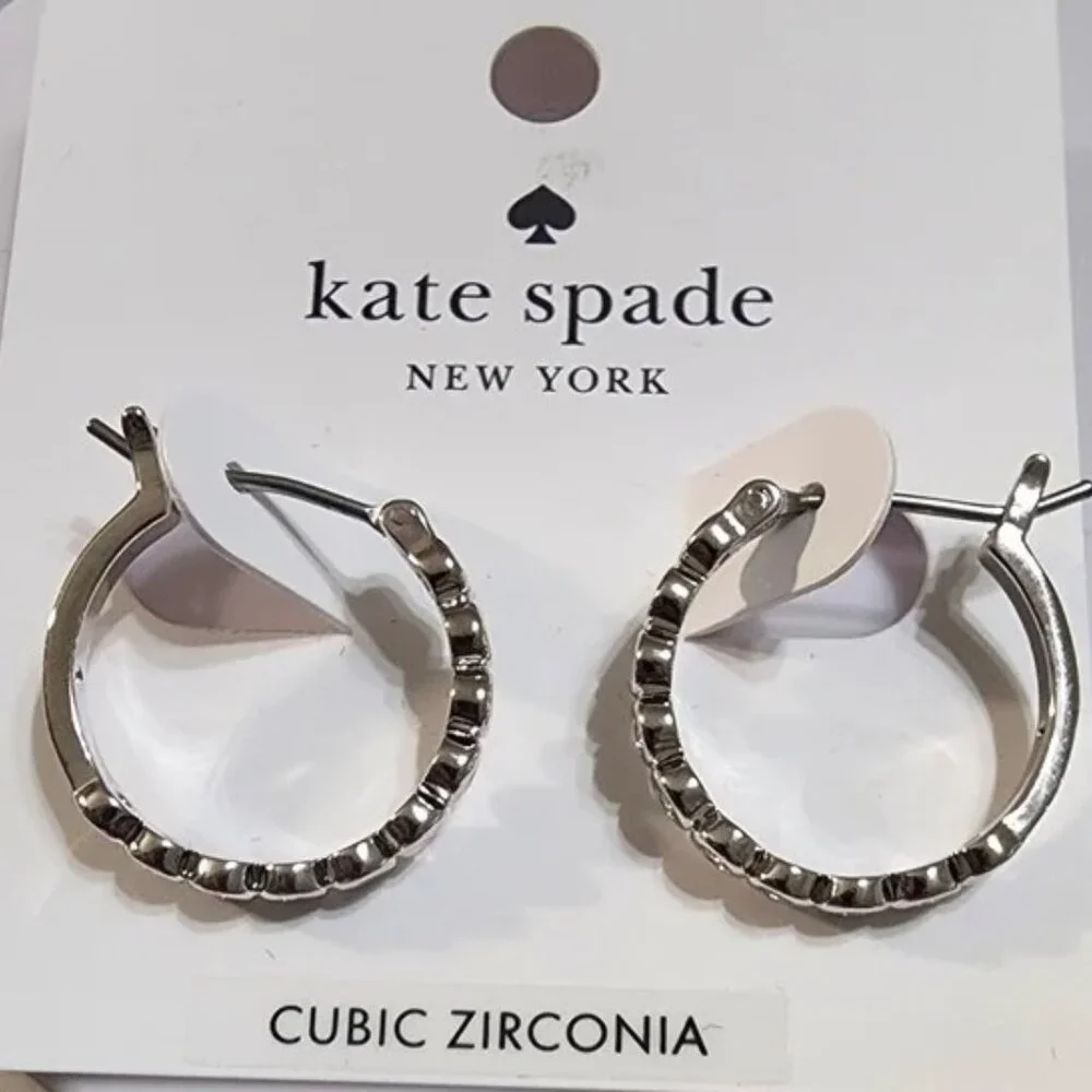 kate spade Silver Hoop Earrings Full Circle Huggies - Picture 5 of 6